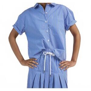 NEW ARLO MOTT clark split back top in blue stripe